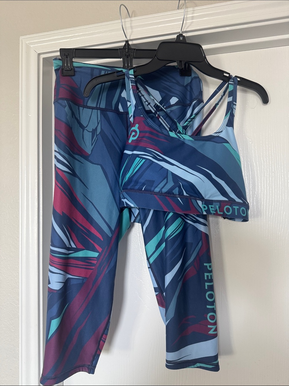 Peloton Navy Multi Color Active Capri Bra